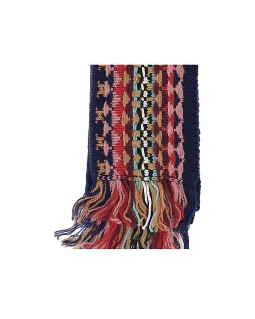 Dries Van Noten Red Jacquard Wool Scarf