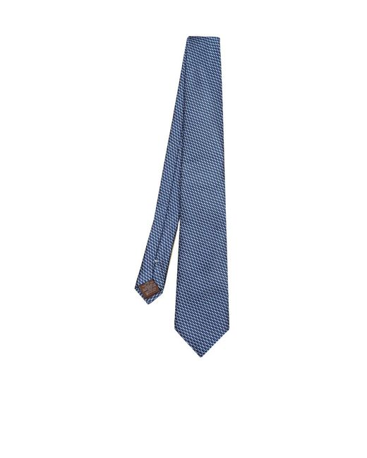 Canali Blue Geometric-Pattern Tie for men