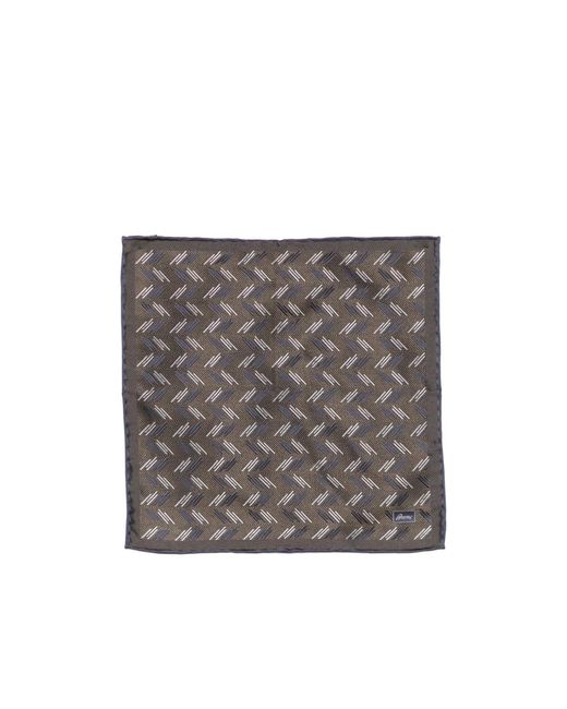 Brioni Gray Printed Square Scarf for men