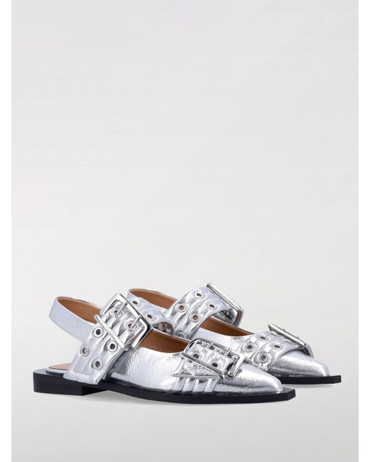 Ganni White Open-Toe Flat Sandals
