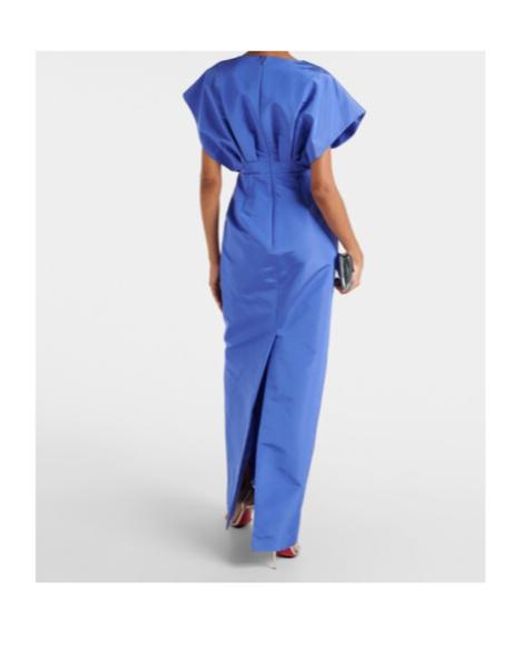 Carolina Herrera Blue Bow-Detail Silk Faille Gown