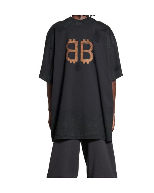 Balenciaga Black Paris Moon Vintage Oversized T-Shirt for men