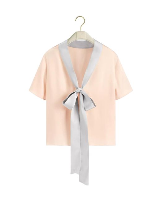 Dior Natural Short-Sleeved Blouse With Rear Tie