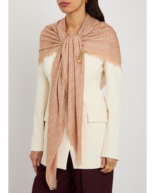 Saint Laurent White Logo-Monogrammed Modal-Blend Scarf