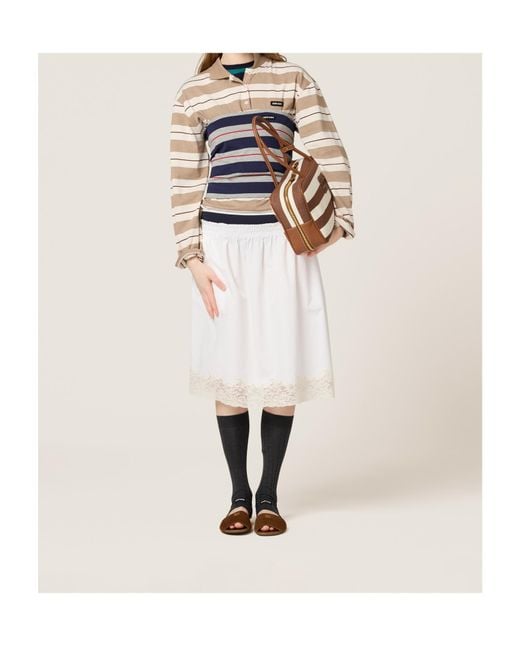Miu Miu Blue Striped Jersey Top