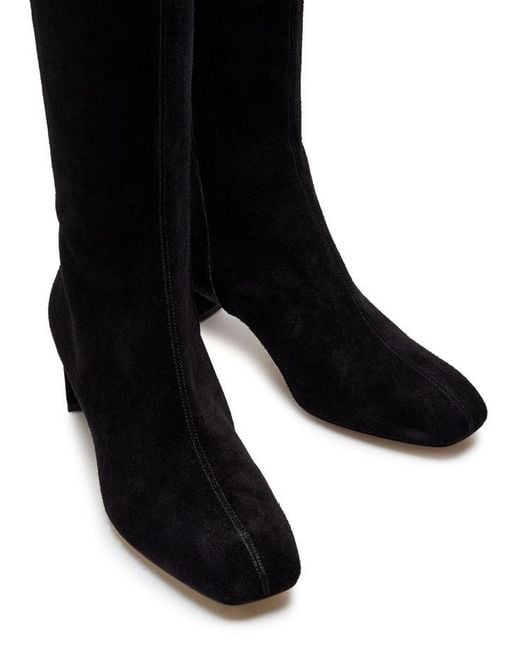 Aeyde Black Marty 50 Suede Knee-High Boots