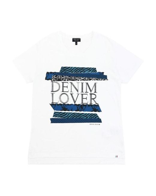 Armani Jeans Blue Round-Necked Logo T-Shirt