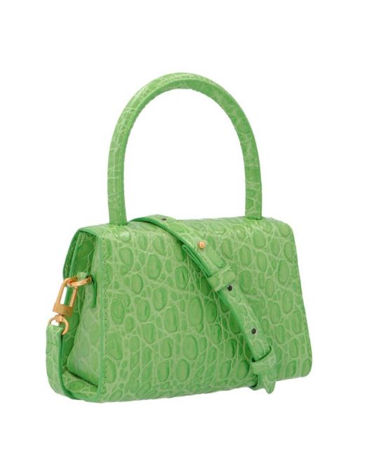 By Far Green Crocodile-Embossed Mini Bag