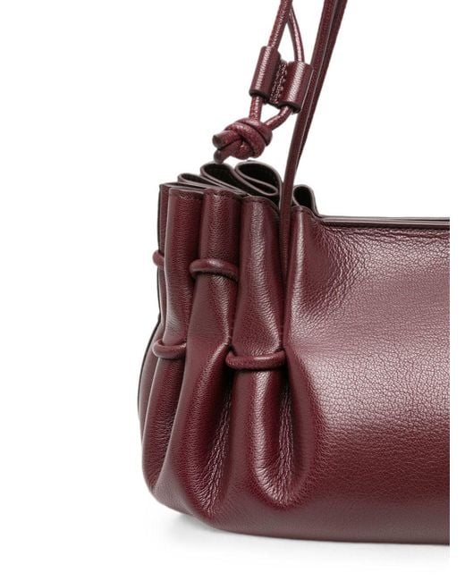 Hereu Purple Ruched Leather Tote Bag