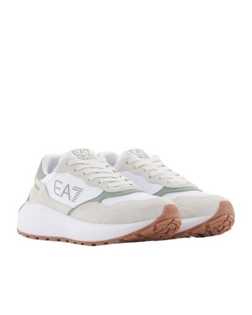 EA7 White Logo-Appliqué Sneakers for men