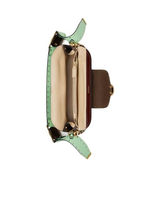 Versace Brown Vivian Embellished Crosta Suede Clutch