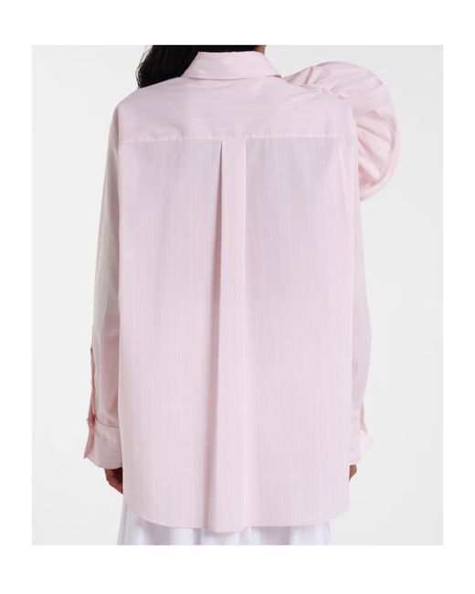 Dorothee Schumacher Pink Striped Power Floral-Appliqué Cotton-Blend Blouse