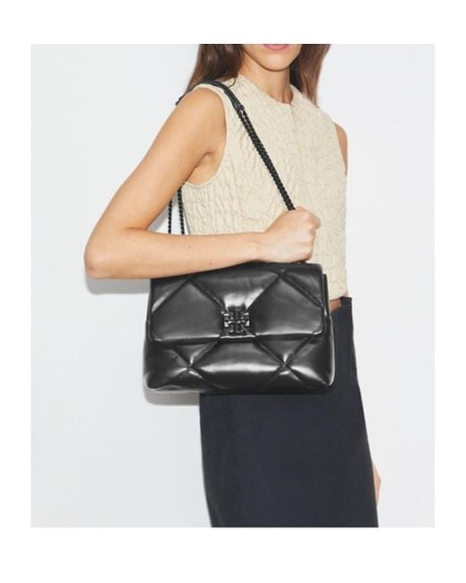 Tory Burch Black Kira Diamond Quilted Shoulder Bag