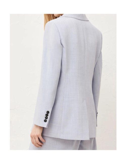 Marella Blue Basket-Pattern Mixed-Color Blazer