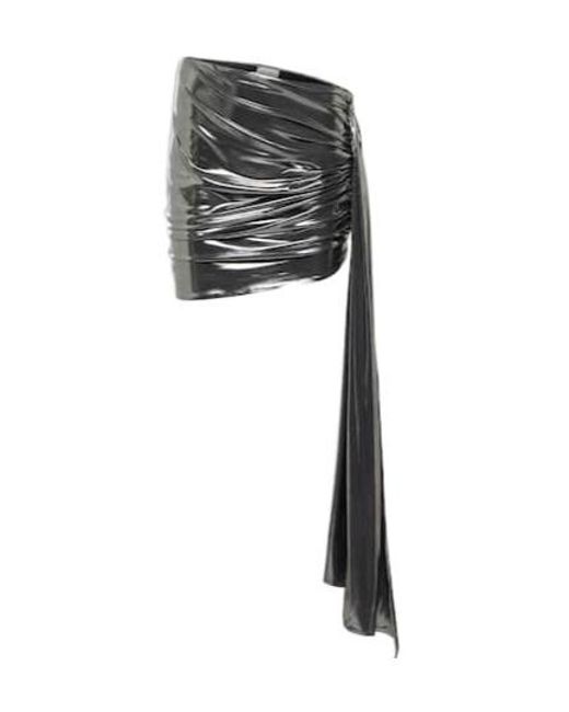 Magda Butrym Black Metallic Ruched Miniskirt