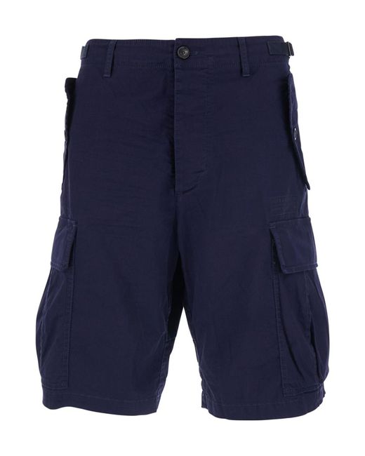 DSquared² Blue Shorts With Wide Leg And Four Flap Pockets With Buttons for men