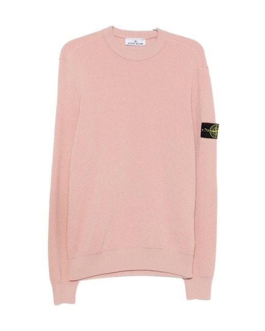 Stone Island Pink Crew-Neck Knitted Sweater for men
