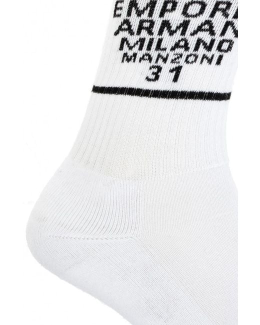 Emporio Armani White Two Pairs Of Logo Socks Set for men