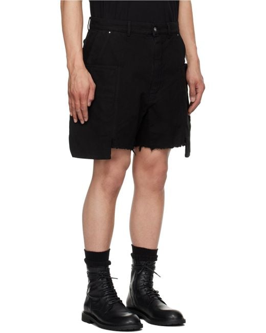 Rick Owens Black Bermuda Cargo Shorts for men
