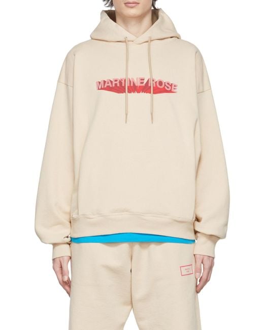 Martine Rose Pink Logo Print Drawstring Hoodie for men