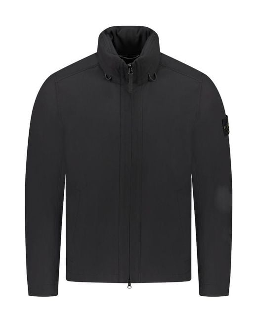 Stone Island Black Logo Patch High Neck Jacket for men