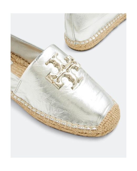 Tory Burch White Logo-Plaque Slip-On Loafers
