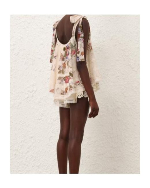 Zimmermann Pink Floral Lace-Trim Mini Dress