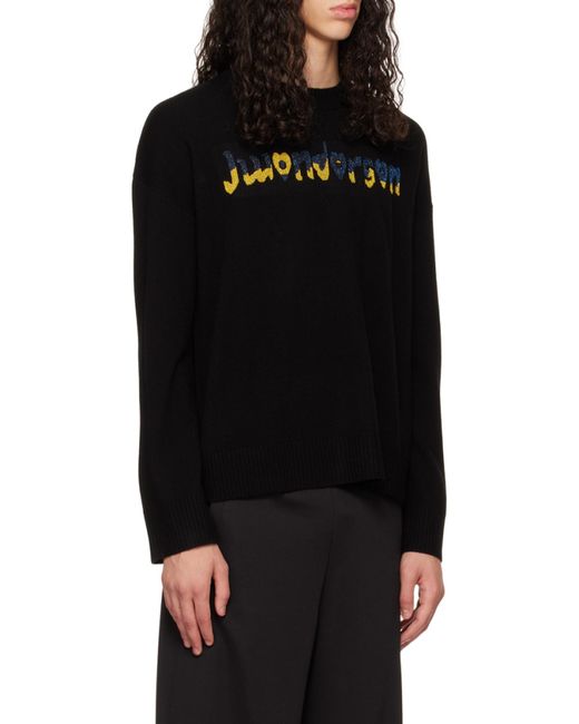 J.W. Anderson Black Jw Anderson X Run Hany Logo Embellished Crewneck Jumper