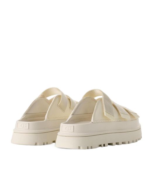 Ugg Natural Goldenglow Logo Embossed Slides