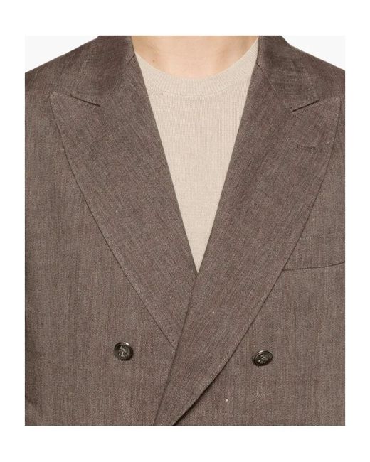 Brunello Cucinelli Brown Double-Breasted Suit for men