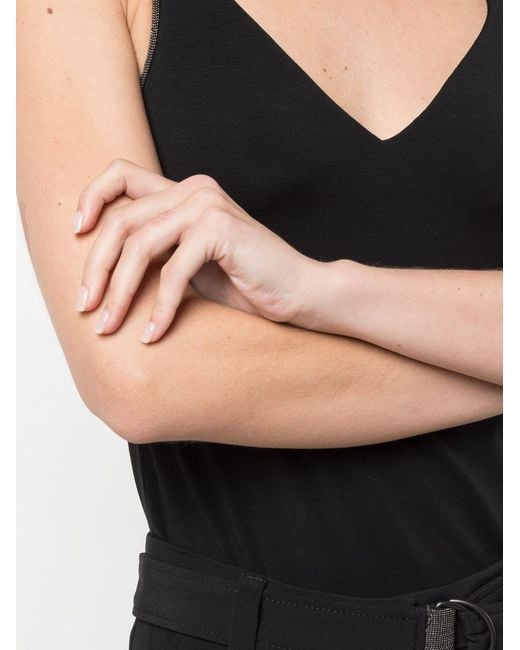 Brunello Cucinelli Black Slim-Fit V-Neck Tank Top