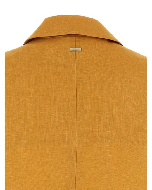 Herno Metallic Double-Breasted Linen Blazer