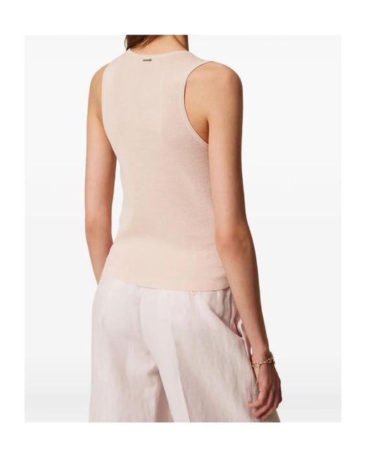 Twinset Natural Sequin Embellished Sleeveless Top