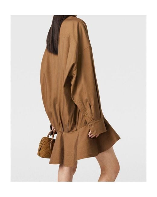 Stella McCartney Brown Washed Peplum Shirt Dress