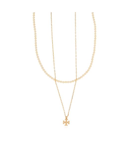 Tory Burch White Kira Layered Necklace