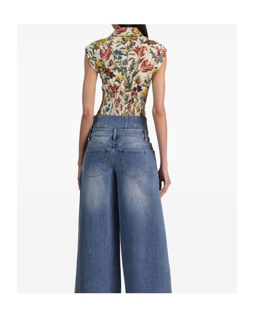 Alice + Olivia Metallic Kim Floral-Print Corset Top