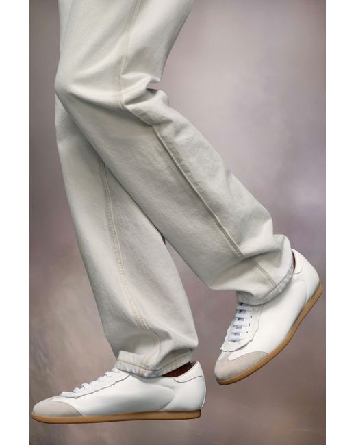 Maison Margiela White Panelled Lace-Up Sneakers