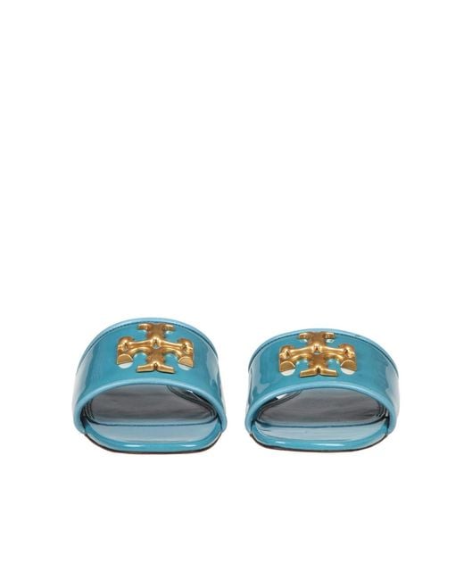 Tory Burch Blue Eleanor Logo Plaque Sandals
