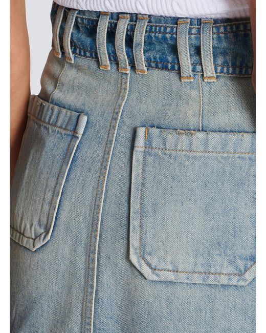 Balmain Blue Belted Skirt