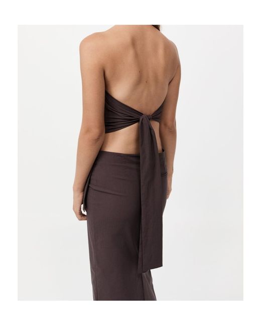 St. Agni Brown Sleeveless Strapless Top
