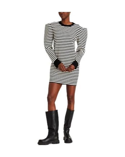 Max Mara Black Striped Long-Sleeve T-Shirt Dress