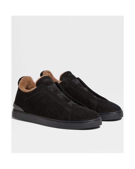 Zegna Black Triple Stitch Sneakers for men