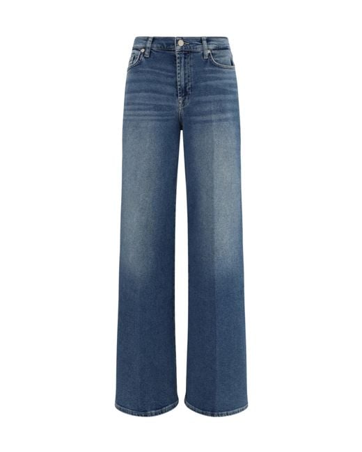 7 For All Mankind Blue High-Rise Flared Jeans