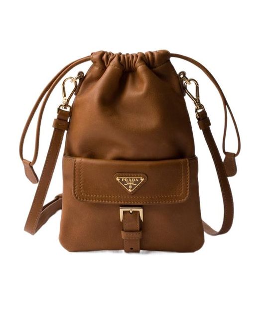 Prada Brown Pochette En Cuir Nappa