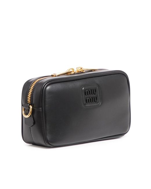 Miu Miu Black Logo-Embossed Crossbody Bag