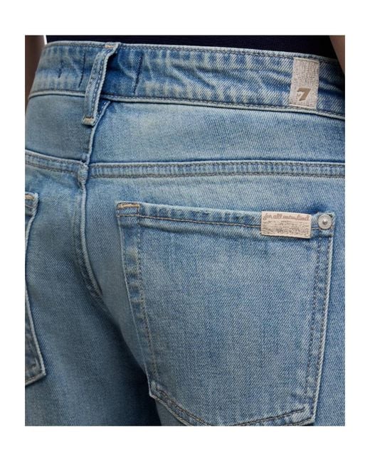 7 For All Mankind Blue Low-Rise Flared Jeans