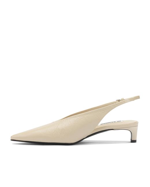 Jil Sander White Leather Slingback Pumps