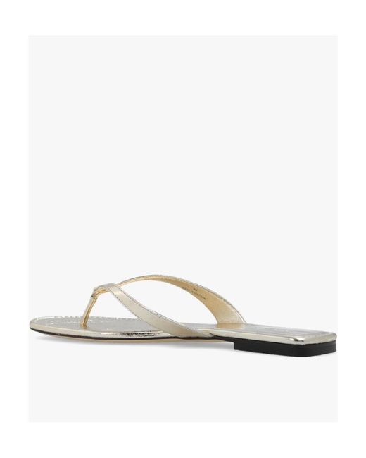 Tory Burch White Logo Detailed Flip Flops
