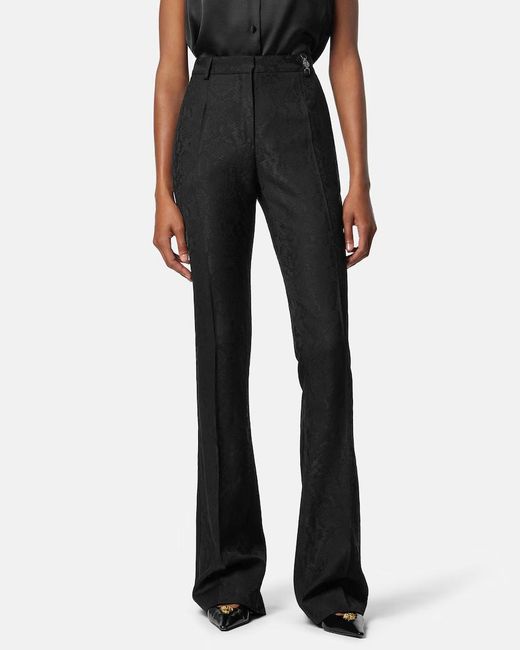 Versace Black Pattern-Printed Creased Trousers