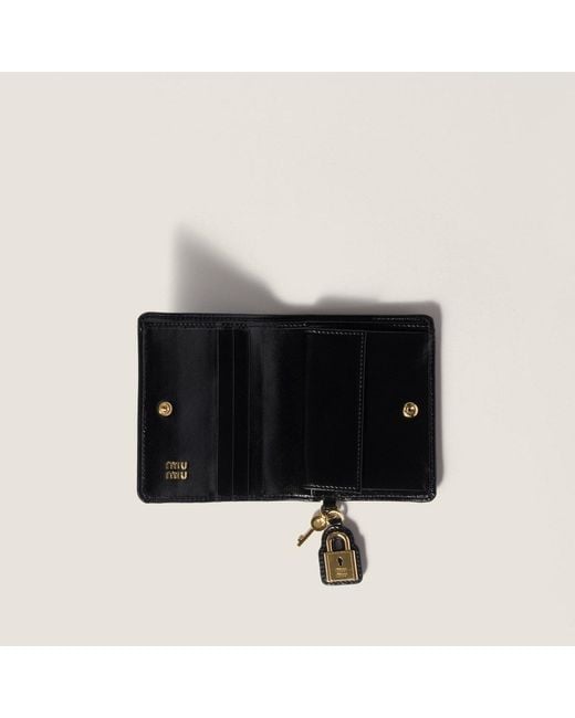 Miu Miu Black Logo-Lettering Bi-Fold Wallet